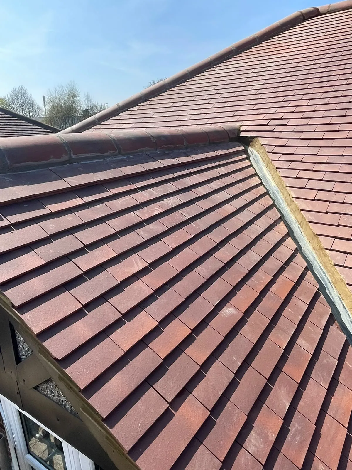 Clay tile hip and valley